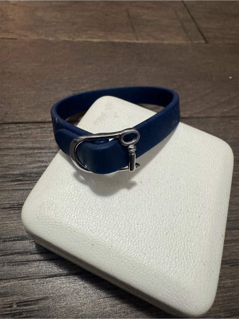 KEEP Collective Navy Silicone Wrap Bracelet with Silver Key Charm